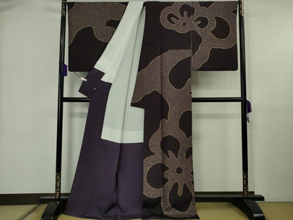 平和屋本店●極上　ジャパンオートクチュール　渡辺雪三郎　訪問着　花唐草文　深紫色地　金彩　ロング丈　逸品　DZAB5909kh6