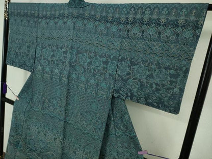 平和屋本店●極上　中国三大刺繍　スワトウ刺繍　汕頭刺繍　訪問着　更紗花鳥舞蝶文　金糸　逸品　DZAB5910kh6