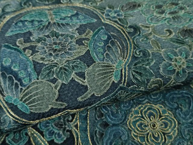 平和屋本店●極上　中国三大刺繍　スワトウ刺繍　汕頭刺繍　訪問着　更紗花鳥舞蝶文　金糸　逸品　DZAB5910kh6