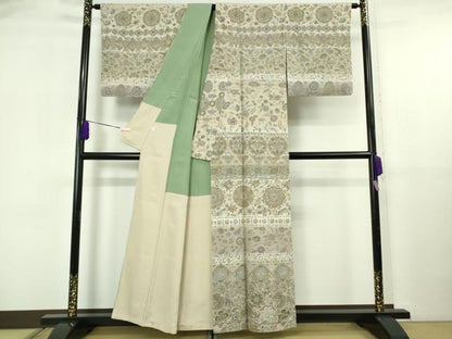 平和屋本店●極上　中国三大刺繍　スワトウ刺繍　汕頭刺繍　訪問着　正倉院更紗花文　金糸　逸品　未使用　DZAB5911kh6