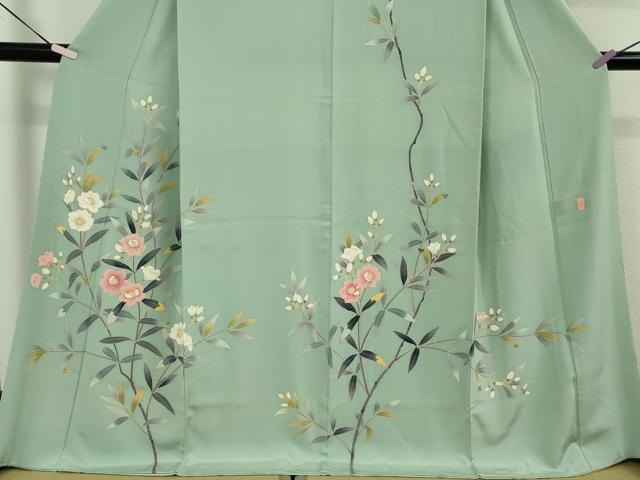 平和屋本店●極上　本加賀友禅作家　森田耕三　訪問着　枝花文　錆青磁色地　小田急百貨店扱い　逸品　DZAB5914kh6