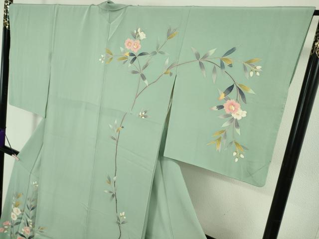 平和屋本店●極上　本加賀友禅作家　森田耕三　訪問着　枝花文　錆青磁色地　小田急百貨店扱い　逸品　DZAB5914kh6