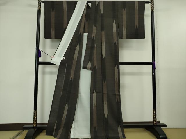 平和屋本店▽極上　結城縮　単衣　結城屋謹製　矢絣　証紙付き　逸品　DZAB5921kh6