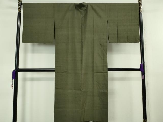 平和屋着物∞極上 染織の名門 しょうざん  生紬 道中着 単衣 ロング丈 色無地 藍媚茶色 ますいわ屋扱い 証紙付き 逸品 未使用　DZAB5932kh6