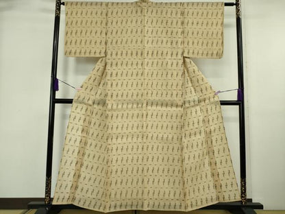 平和屋着物＊極上 夏物 絹芭蕉 紗紬 絣柄 逸品 DZAB5933kh6