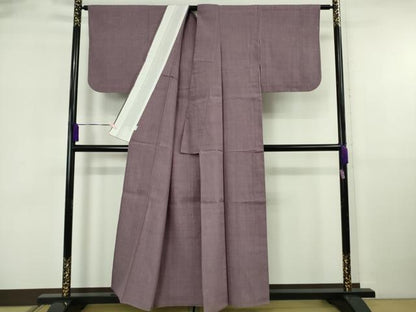 平和屋本店▽極上　本場結城紬　重要無形文化財　単衣　色無地　竜胆色　証紙付き　逸品　DZAB5938kh6