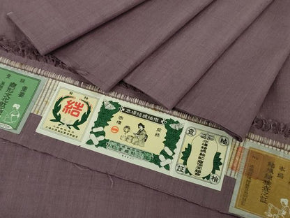 平和屋本店▽極上　本場結城紬　重要無形文化財　単衣　色無地　竜胆色　証紙付き　逸品　DZAB5938kh6