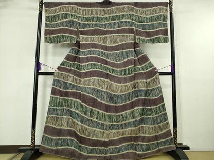 平和屋本店●極上　中国三大刺繍　スワトウ刺繍　汕頭・相良刺繍　訪問着　杢目絞り　よろけ縞　銀通し地　さが美扱い　逸品　DZAB5943kh6