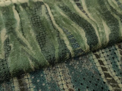 平和屋本店●極上　中国三大刺繍　スワトウ刺繍　汕頭・相良刺繍　訪問着　杢目絞り　よろけ縞　銀通し地　さが美扱い　逸品　DZAB5943kh6