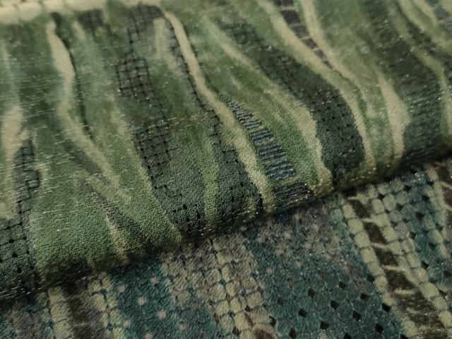 平和屋本店●極上　中国三大刺繍　スワトウ刺繍　汕頭・相良刺繍　訪問着　杢目絞り　よろけ縞　銀通し地　さが美扱い　逸品　DZAB5943kh6
