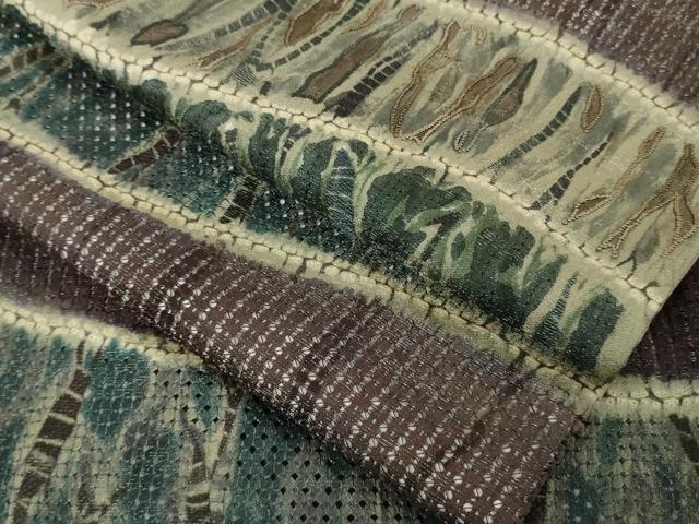 平和屋本店●極上　中国三大刺繍　スワトウ刺繍　汕頭・相良刺繍　訪問着　杢目絞り　よろけ縞　銀通し地　さが美扱い　逸品　DZAB5943kh6