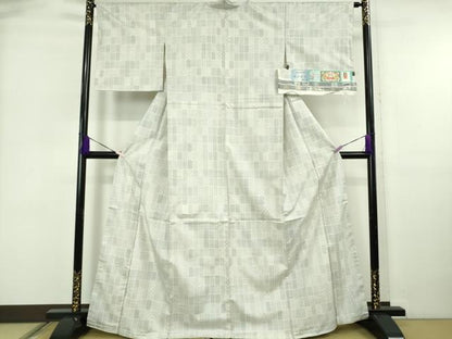 平和屋本店●極上　本場大島紬　白大島　白絣　結かすり　窪田織物謹製　ますいわ屋扱い　証紙付き　逸品　未使用　DZAB5945kh6