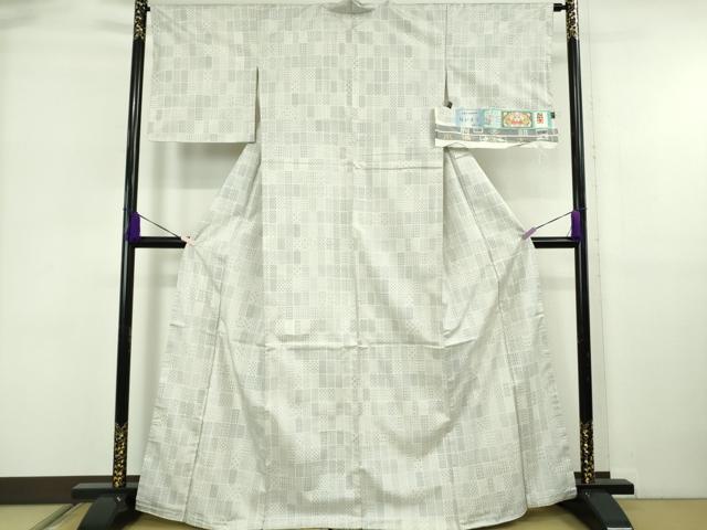 平和屋本店●極上　本場大島紬　白大島　白絣　結かすり　窪田織物謹製　ますいわ屋扱い　証紙付き　逸品　未使用　DZAB5945kh6