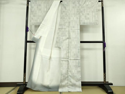 平和屋本店●極上　本場大島紬　白大島　白絣　結かすり　窪田織物謹製　ますいわ屋扱い　証紙付き　逸品　未使用　DZAB5945kh6