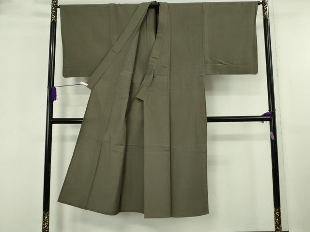 平和屋着物▽極上　男性　日本橋人形町　創業70年　錦や　色紋付　単衣　お召地　色無地　藍媚茶色　たとう紙付き　逸品　DZAB5946kh6