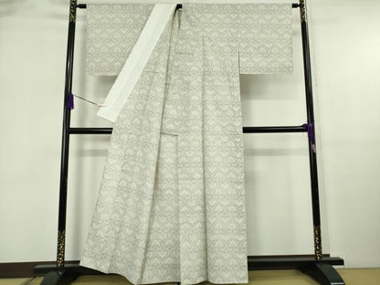 平和屋本店▽極上　本場結城紬　重要無形文化財　単衣　100亀甲　宝相華　逸品　未使用　DZAB5947kh6