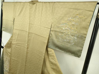平和屋本店●極上　人間国宝　福田喜三郎　訪問着　刺繍　露芝　暈し染め　金彩　大丸扱い　逸品　未使用　DZAB5948kh6