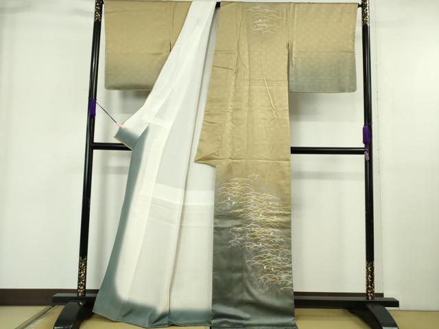 平和屋本店●極上　人間国宝　福田喜三郎　訪問着　刺繍　露芝　暈し染め　金彩　大丸扱い　逸品　未使用　DZAB5948kh6