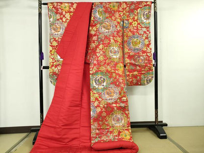 平和屋本店●最高級　龍村美術織物　龍村製　色打掛　和装　婚礼　結婚式　花嫁　神社挙式　鳳凰正倉院花文　金銀糸　逸品　DZAB5950kh6