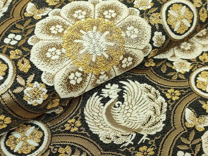 平和屋本店●極上　西陣　河合美術織物謹製　六通柄袋帯　唐織　鳳凰花文　金糸　証紙付き　逸品　DZAB5959kh6