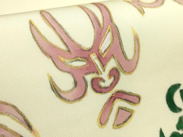 平和屋着物●極上　塩瀬　九寸名古屋帯　手描き　隈取り　金彩　逸品　DZAB5965kh6
