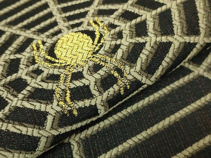 平和屋着物●極上　九寸開き名古屋帯　クモの巣　黒地　金糸　さが美扱い　逸品　DZAB5966kh6