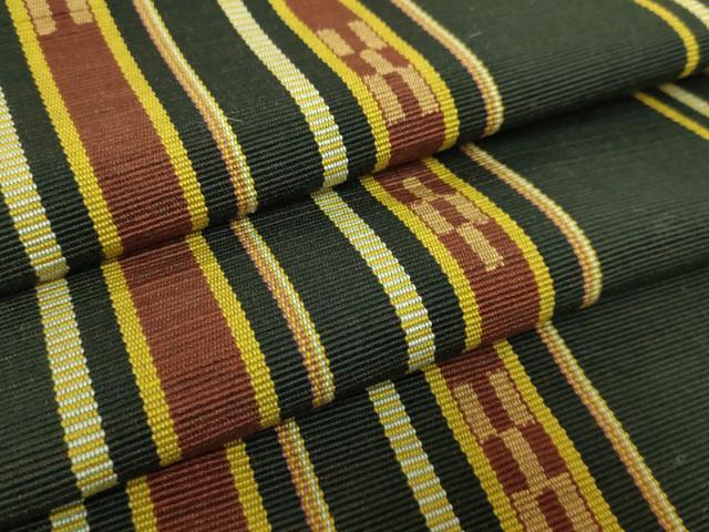 平和屋着物●極上　沖縄県伝統工芸品　八重山ミンサー　手織り　八寸名古屋帯　間道　綿　逸品　DZAB5970kh6