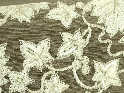平和屋本店●極上　太鼓柄袋帯　紬地　刺繍　葡萄蔦の葉文　逸品　DZAB5978kh6