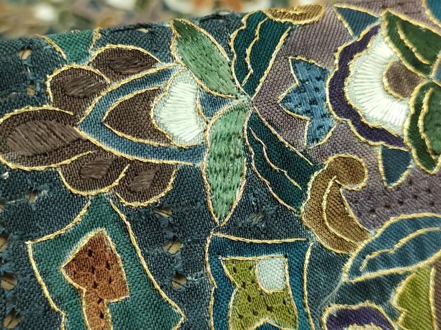 平和屋本店●極上　中国三大刺繍　スワトウ刺繍　汕頭刺繍　全通柄袋帯　正倉院花文　金糸　逸品　DZAB5982kh6