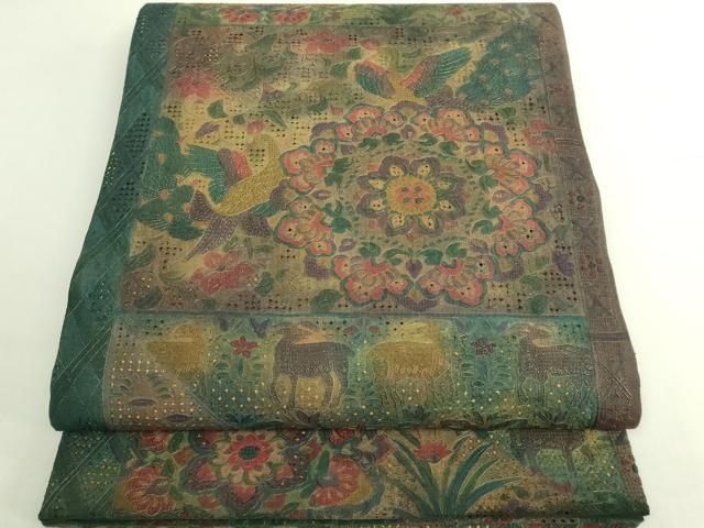 平和屋本店●極上　中国三大刺繍　スワトウ相良刺繍　総刺繍　袋帯　鳥獣花文　金彩　逸品　DZAB5983kh6