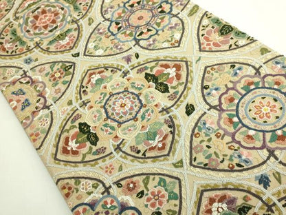 平和屋本店●極上　中国三大刺繍　総相良刺繍　総刺繍　袋帯　正倉院花文　金糸　逸品　DZAB5984kh6