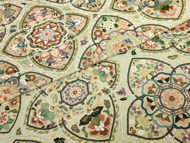 平和屋本店●極上　中国三大刺繍　総相良刺繍　総刺繍　袋帯　正倉院花文　金糸　逸品　DZAB5984kh6
