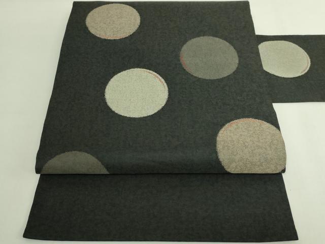 平和屋着物●極上　松田聖子　SEIKOMATSUDA　九寸名古屋帯　丸文　黒地　逸品　DZAB5992kh6