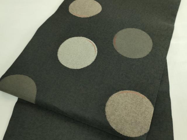 平和屋着物●極上　松田聖子　SEIKOMATSUDA　九寸名古屋帯　丸文　黒地　逸品　DZAB5992kh6