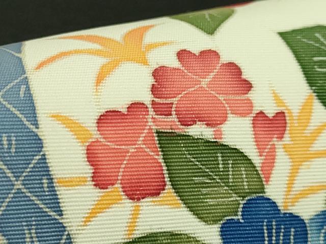 平和屋着物●極上　本加賀友禅作家　押田正義　塩瀬　九寸名古屋帯　枝椿　黒地　逸品　DZAB5993kh6