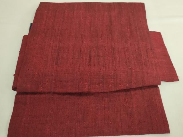 平和屋着物●極上　浦野理一　経節紬　つけ帯　濃い紅海老茶色地　逸品　DZAB6001kh6