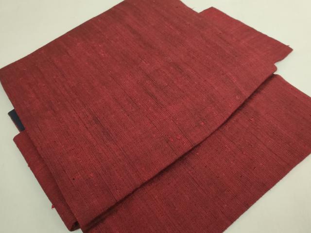 平和屋着物●極上　浦野理一　経節紬　つけ帯　濃い紅海老茶色地　逸品　DZAB6001kh6