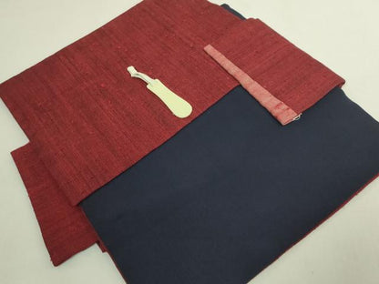 平和屋着物●極上　浦野理一　経節紬　つけ帯　濃い紅海老茶色地　逸品　DZAB6001kh6