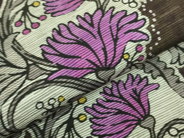 平和屋着物●極上　両面　半幅帯　花唐草　横段文　逸品　DZAB6006kh6