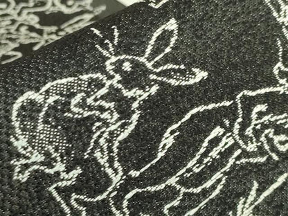 平和屋着物●極上　両面　半幅帯　鳥獣戯画　黒地　逸品　DZAB6007kh6