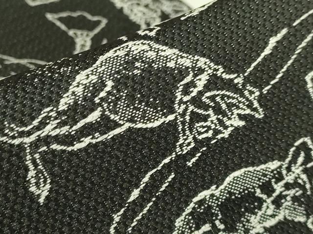 平和屋着物●極上　両面　半幅帯　鳥獣戯画　黒地　逸品　DZAB6007kh6