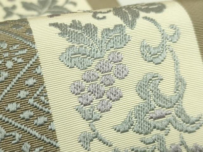 平和屋着物●極上　本場筑前博多織　両面　半幅帯　葡萄蔦の葉文　逸品　DZAB6008kh6