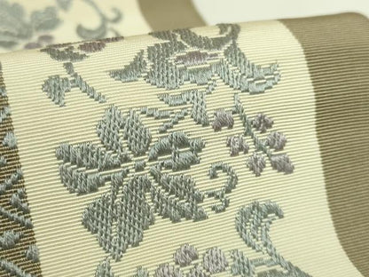 平和屋着物●極上　本場筑前博多織　両面　半幅帯　葡萄蔦の葉文　逸品　DZAB6008kh6