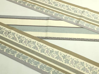 平和屋着物●極上　本場筑前博多織　両面　半幅帯　葡萄蔦の葉文　逸品　DZAB6008kh6