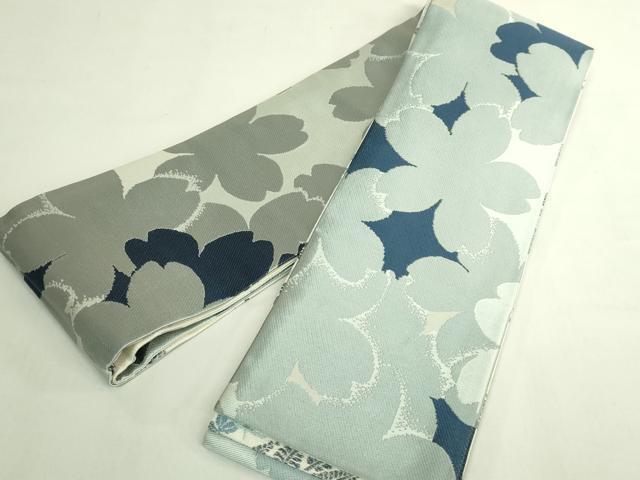平和屋着物●極上　両面　半幅帯　藍　舞桜　萩　逸品　DZAB6011kh6