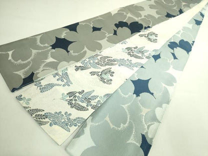 平和屋着物●極上　両面　半幅帯　藍　舞桜　萩　逸品　DZAB6011kh6
