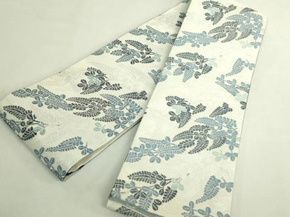 平和屋着物●極上　両面　半幅帯　藍　舞桜　萩　逸品　DZAB6011kh6