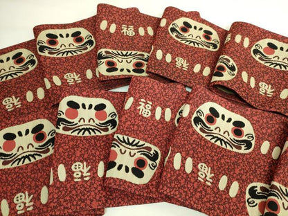 平和屋着物●極上　両面　半幅帯　ダルマ　達磨　福　逸品　DZAB6014kh6