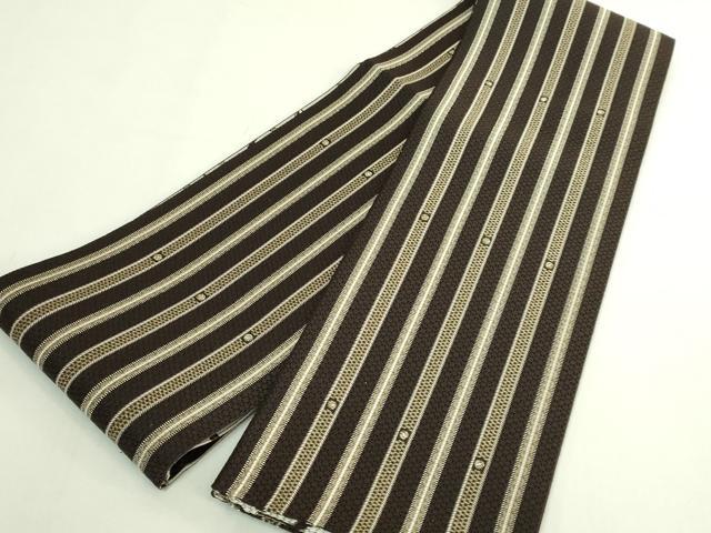 平和屋着物●極上　両面　半幅帯　唐草文　縞　金糸　逸品　DZAB6015kh6