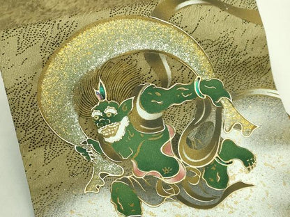 平和屋着物●極上　半幅帯　螺鈿　風神雷神　金彩　逸品　DZAB6018kh6